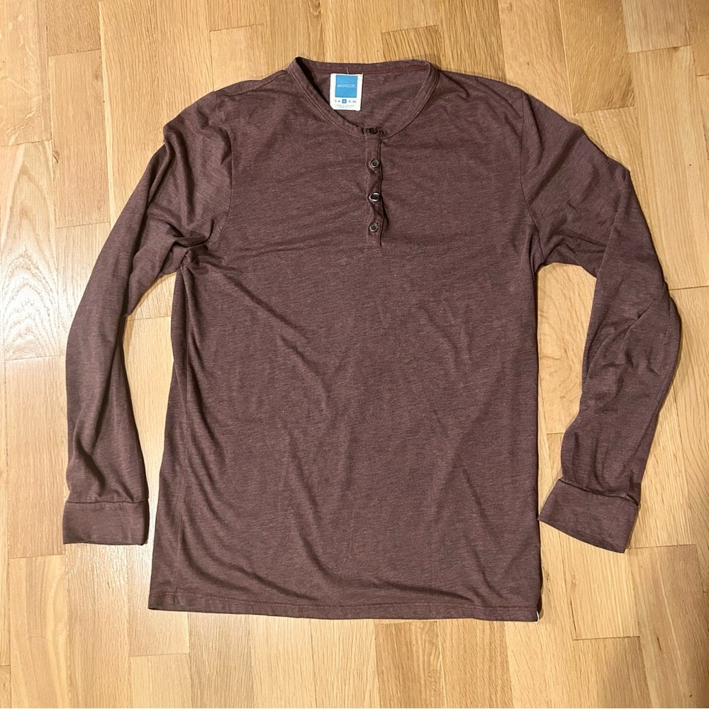Classic Burgundy Jason Scott Long Sleeve Henley for Men Large